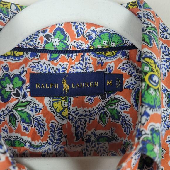Ralph Lauren Shirt Mens Medium Colorful Graphic Print Abstract Trippy Funky - Picture 5 of 7